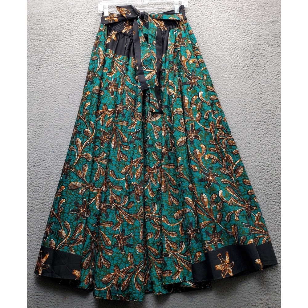 Laddi Maxi Skirt Womens One Size Multicolor Floral Formal Pleated Tie Waistband